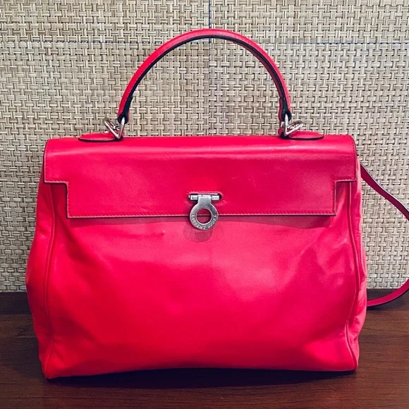 🌟10xHP🌟VTG 2000 NWOT Laurent Effel Red Kid Leather Satchel & Dog Collar Italy - Picture 1 of 15